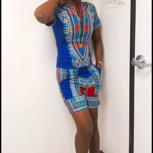 African print short jumpsuit
